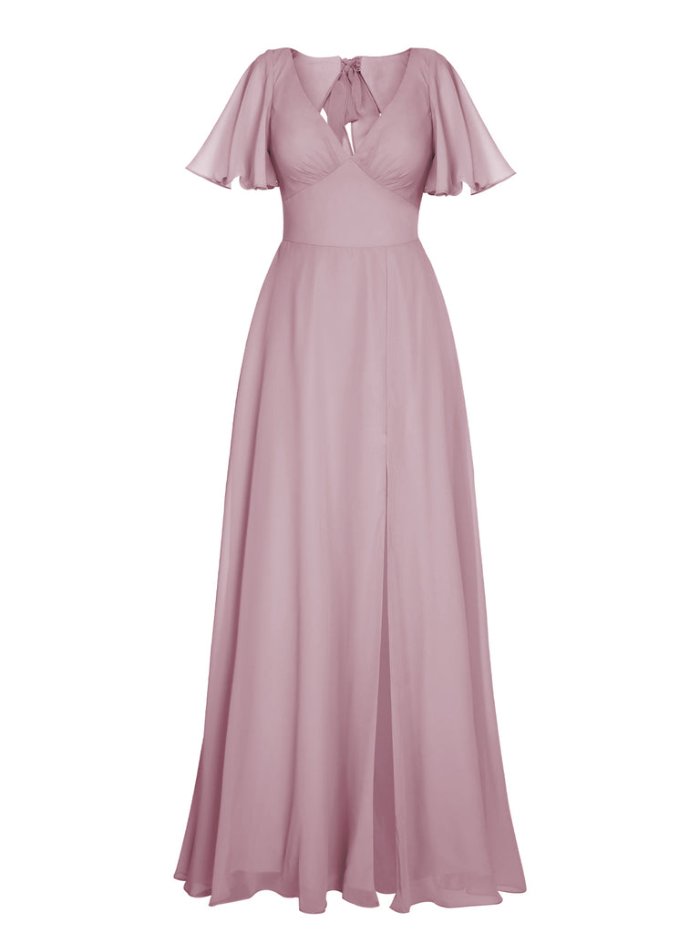 1950s Chiffon V-Neck Solid Vintage Dress: timeless style reimagined