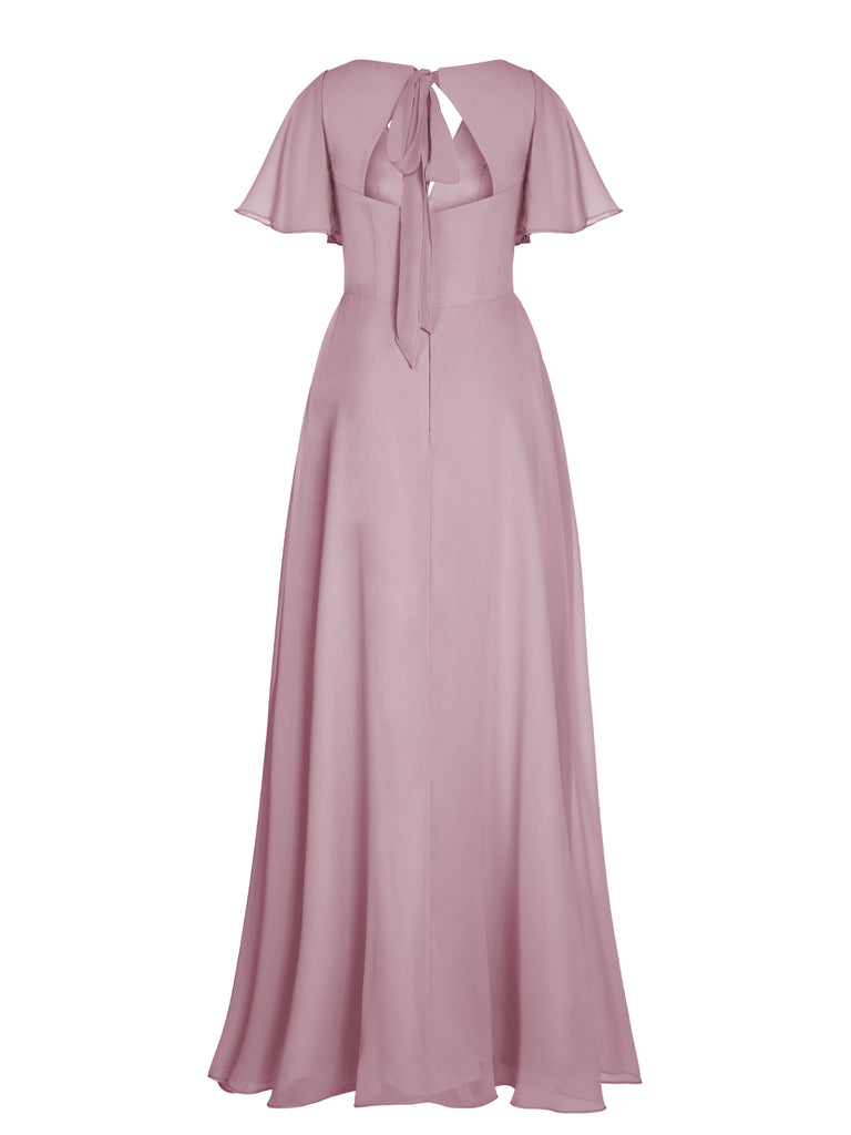 1950s Chiffon V-Neck Solid Vintage Dress — vintage elegance for the modern woman