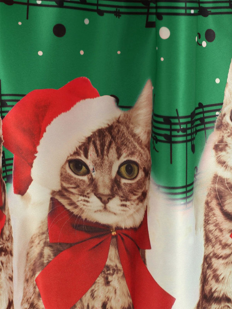 1950s Christmas Kitty Swing Dress, classic 1950s style elegant retro fashion - Image 10