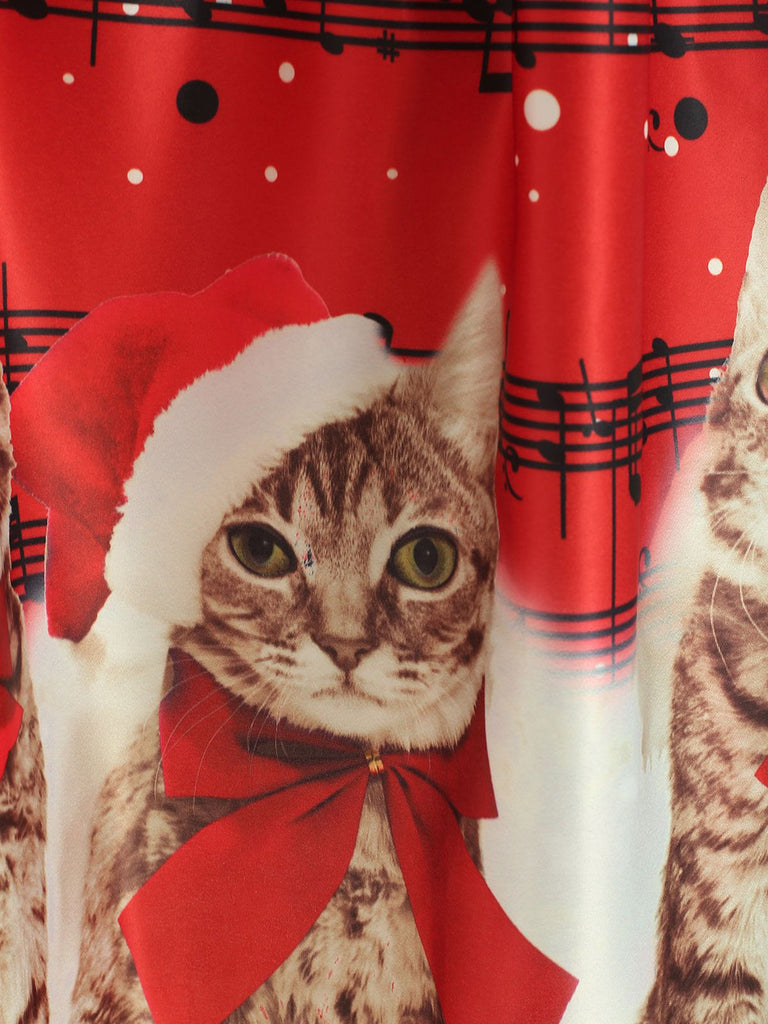1950s Christmas Kitty Swing Dress, classic 1950s style elegant retro fashion - Image 4