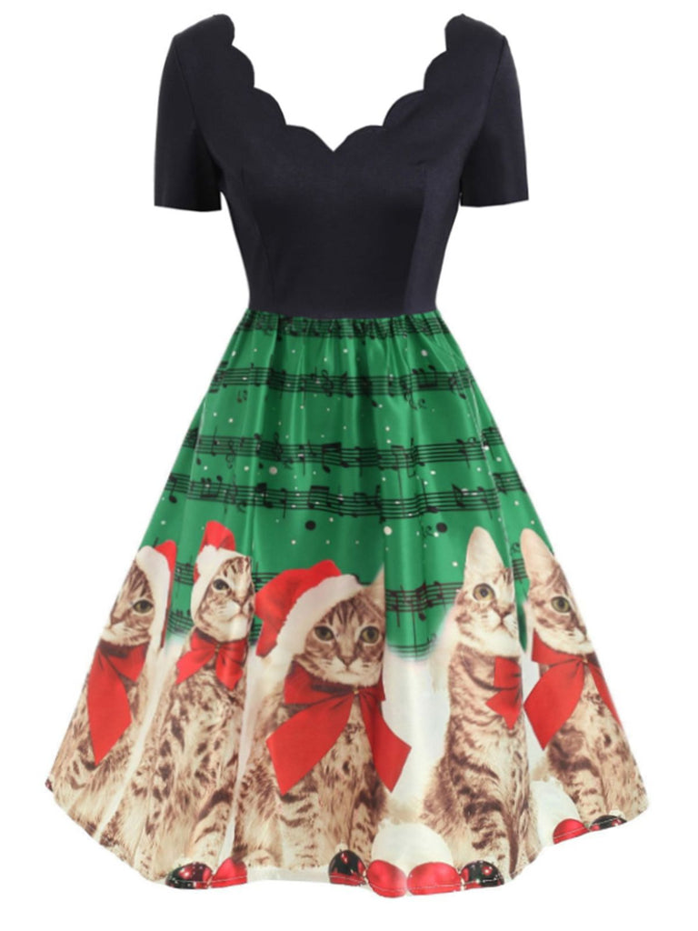 1950s Christmas Kitty Swing Dress, classic 1950s style elegant retro fashion - Image 7