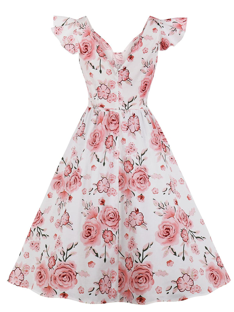 1950s Floral Flare Sleeve Swing Dress 1950s Floral Flare Sleeve Swing Dress