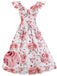 1950s Floral Flare Sleeve Swing Dress, classic 1950s style elegant retro fashion - Image 13