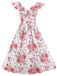 1950s Floral Flare Sleeve Swing Dress, classic 1950s style elegant retro fashion - Image 14