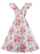 1950s Floral Flare Sleeve Swing Dress, classic 1950s style elegant retro fashion - Image 15