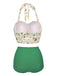 1950s Floral Halter Lace-up Bikini Set - vintage fashion, retro style