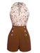 1950s Floral Halter Lace-up Vintage Romper — vintage elegance for the modern woman
