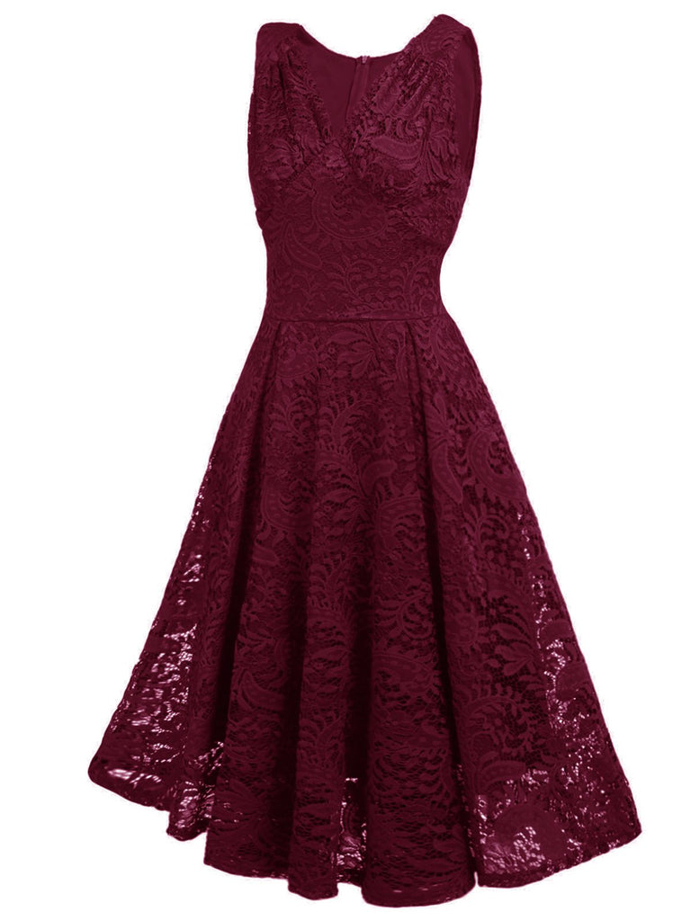 1950s Floral Lace Solid Swing Dress — vintage elegance for the modern woman