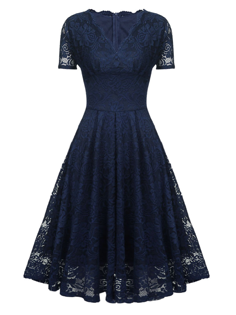 1950s Floral Lace Solid Swing Dress — vintage elegance for the modern woman