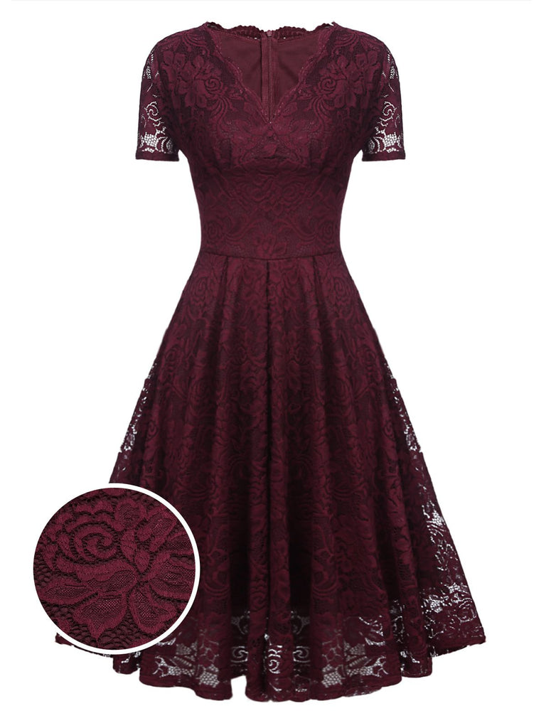 1950s Floral Lace Solid Swing Dress — vintage elegance for the modern woman