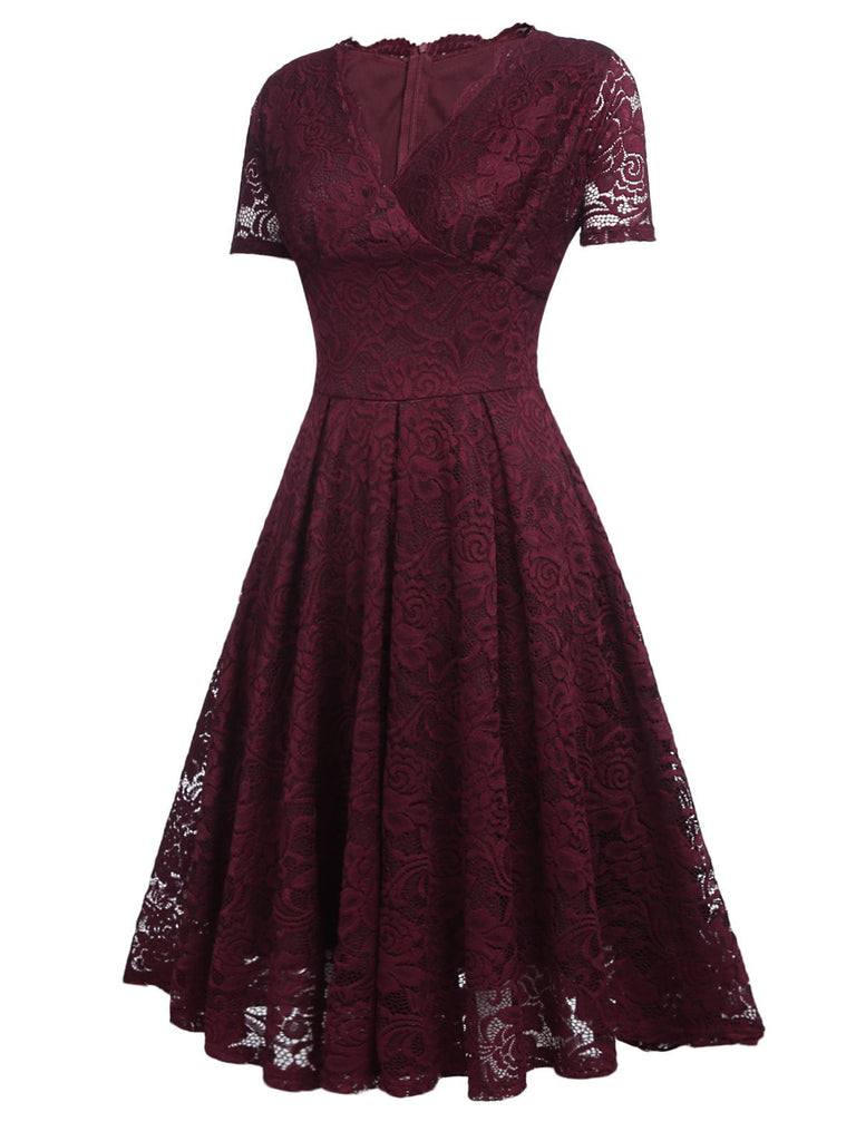 1950s Floral Lace Solid Swing Dress: timeless style reimagined