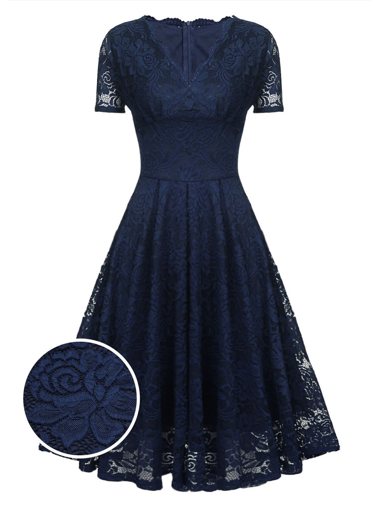 1950s Floral Lace Solid Swing Dress — vintage elegance for the modern woman