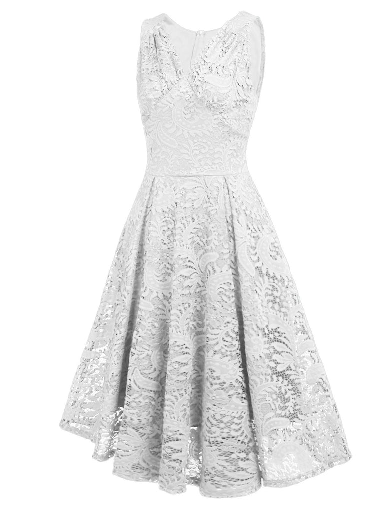1950s Floral Lace Solid Swing Dress — vintage elegance for the modern woman