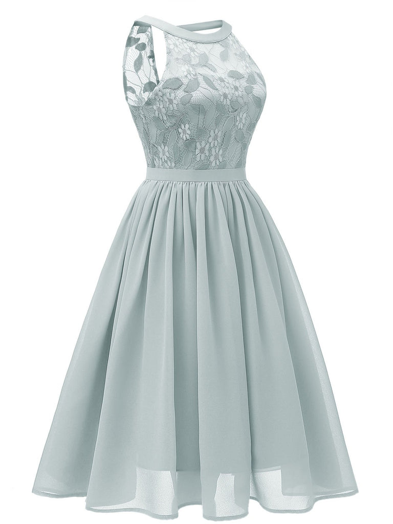 1950s Floral Lace Swing Dress, classic vintage style elegant retro fashion - Image 16