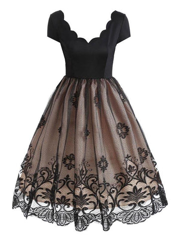 slim fit dress slacks Vintage 1950s Lace Short Wedding Dress Short Sleeve Ball Gown V-Neck Bridal Gown Tea Length main image 0