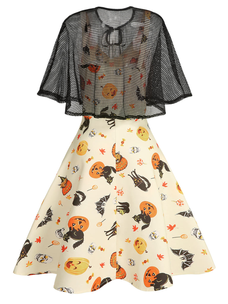 1950s Halloween Cap Costume Dress, classic 1950s style elegant retro fashion - Image 4