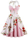 1950s Halter Floral Swing Dress - vintage dress, retro fashion, elegant style for vintage lovers