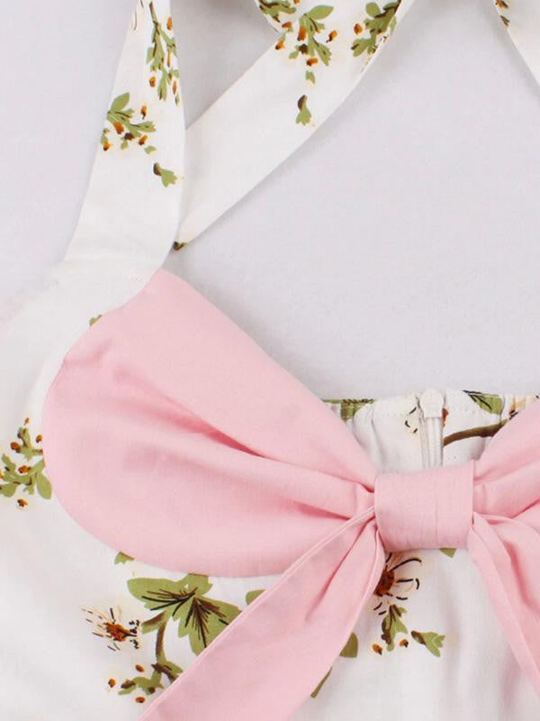 1950s Halter Floral Swing Dress — classic beauty whispers stories