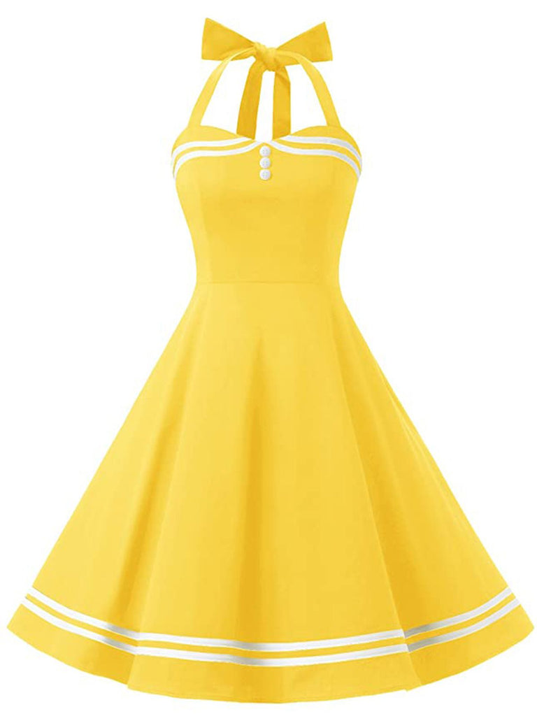 1950s Halter Swing Dress, classic 1950s style elegant retro fashion - Image 1