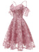 1950s Lace Cold Shoulder Ruffle Dress, classic 1950s style elegant retro fashion - Image 13