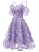 1950s Lace Cold Shoulder Ruffle Dress, classic 1950s style elegant retro fashion - Image 19