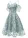 1950s Lace Cold Shoulder Ruffle Dress, classic 1950s style elegant retro fashion - Image 3