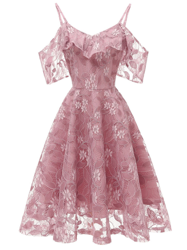 1950s Lace Cold Shoulder Ruffle Dress: timeless style reimagined