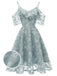 1950s Lace Cold Shoulder Ruffle Dress — vintage elegance for the modern woman