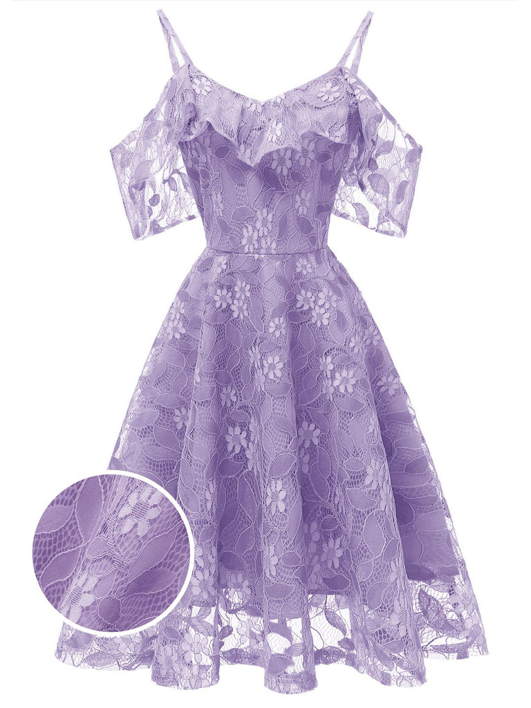 1950s Lace Cold Shoulder Ruffle Dress: timeless style reimagined