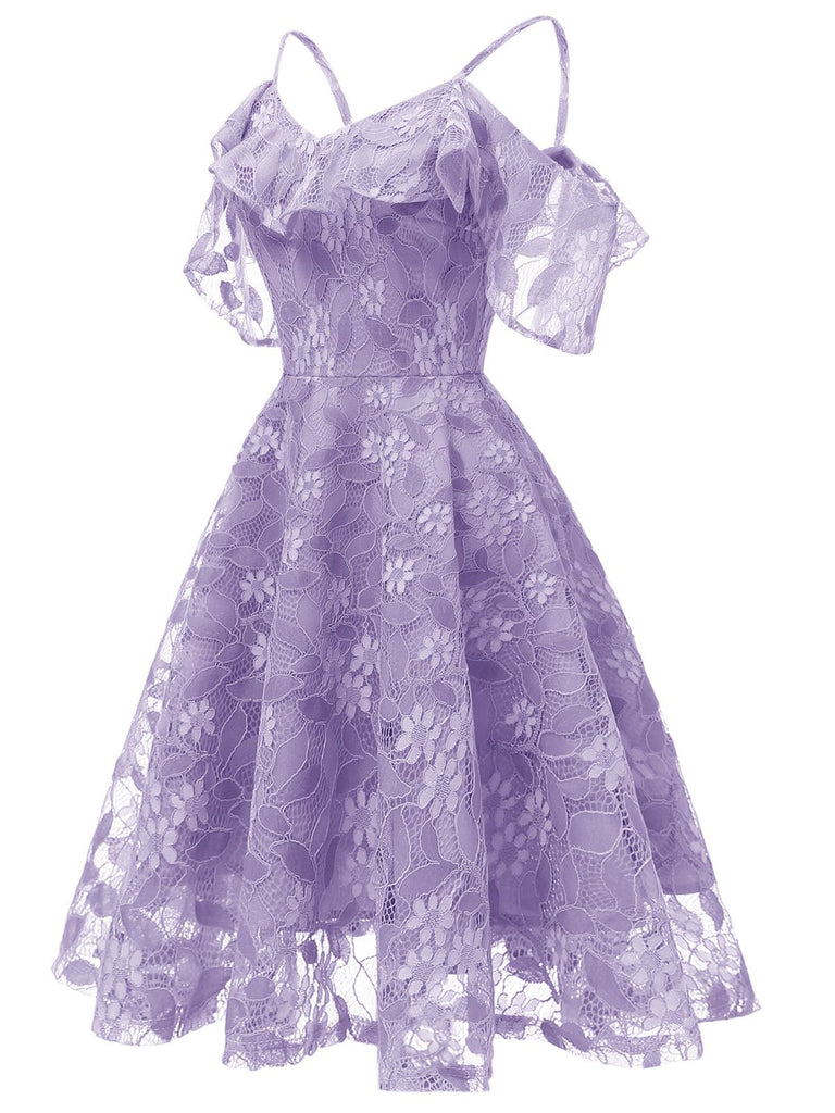 1950s Lace Cold Shoulder Ruffle Dress: timeless style reimagined