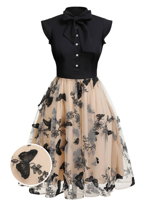 Black 1950s Butterfly Patchwork Vintage Dress: timeless style reimagined