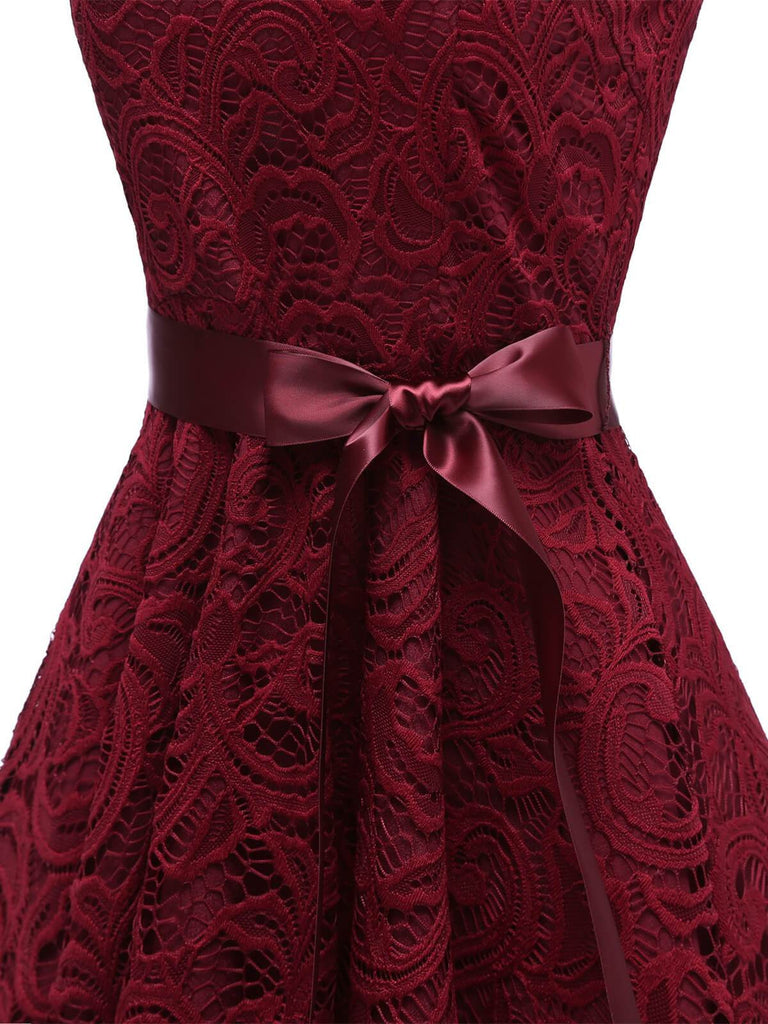 1950s Lace V Neck Bow Dress: timeless style reimagined