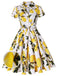 1950s Lemon Bow Swing Dress, classic 1950s style elegant retro fashion - Image 4