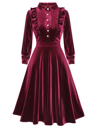 1950s Long Seelve Velvet Swing Dress: timeless style reimagined