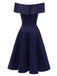 1950s Off Shoulder Swing Dress - vintage dress, retro fashion, elegant style for vintage lovers