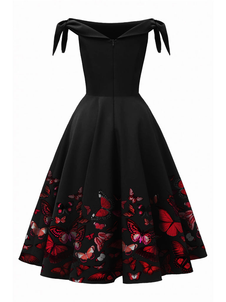 1950s Off-Shoulder Butterfly Swing Dress — vintage elegance for the modern woman