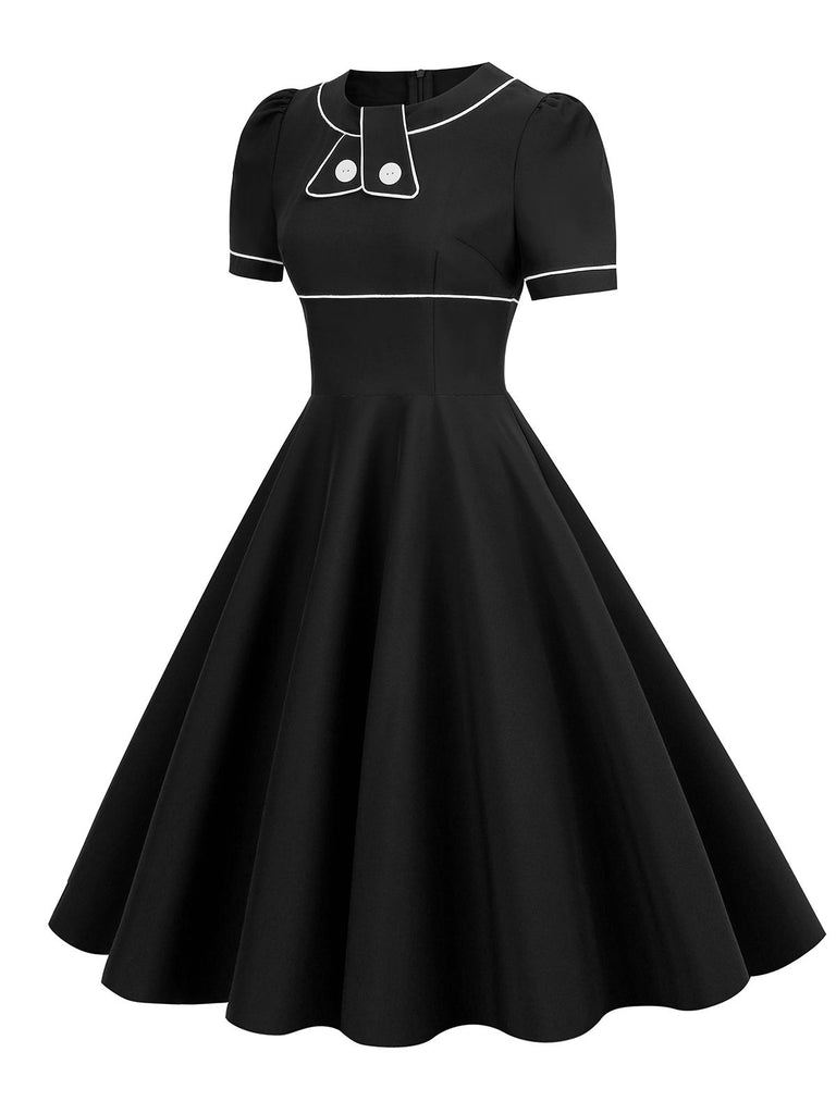 1950s Patchwork Button Swing Vintage Dress — vintage elegance for the modern woman
