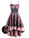 1950s Patchwork High Low Hem Strap Dress, classic 1950s style elegant retro fashion - Image 1