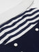 Navy Blue 1950s Patchwork Off-shoulder Striped Romper: timeless style reimagined