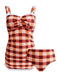 1950s Plaid Bow Strap Ruffled Tankini, classic 1950s style elegant retro fashion - Image 2