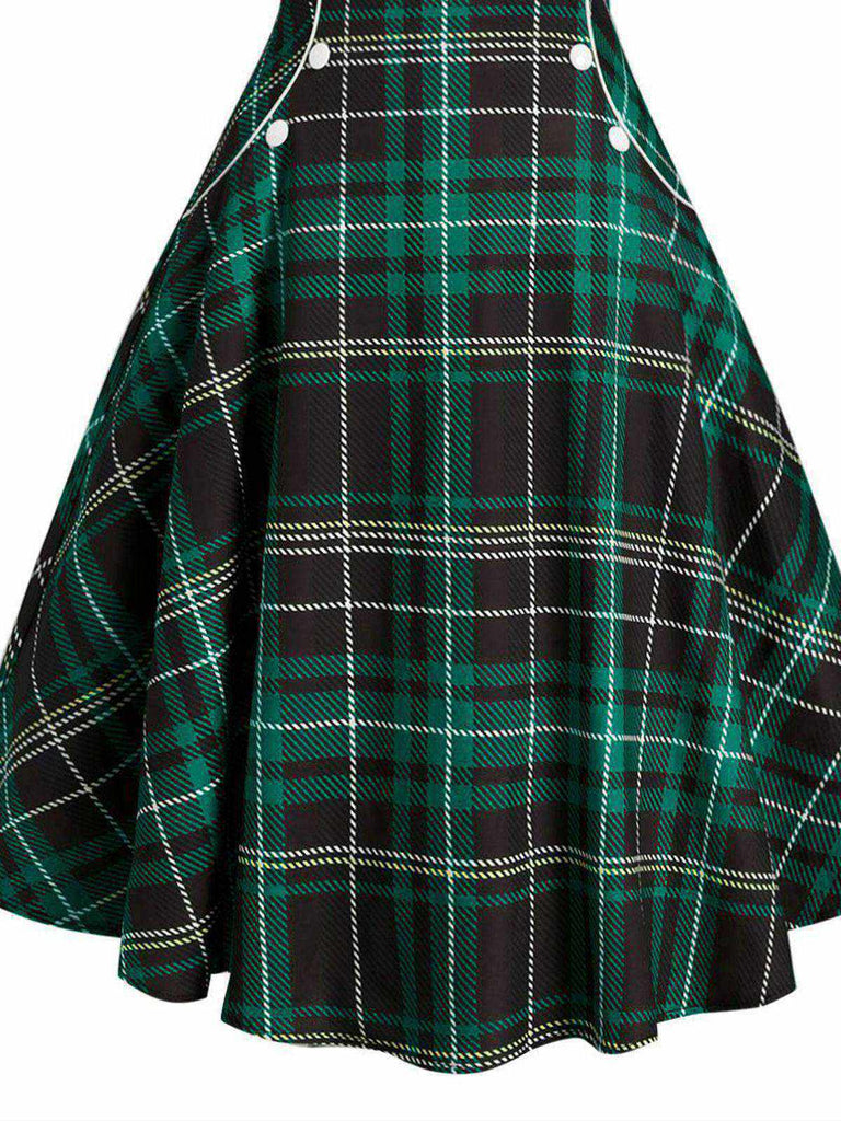 1950s Plaid Button Strap Swing Dress: timeless style reimagined