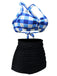 1950s Plaid Criss Cross Pleated Bikini, classic 1950s style summer beach collection - Image 2