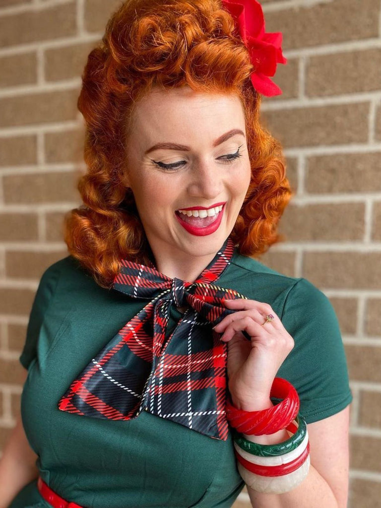 1950s Plaid Patchwork Bow Swing Dress — vintage elegance for the modern woman