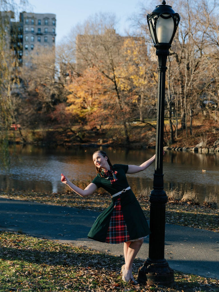 1950s Plaid Patchwork Bow Swing Dress — vintage elegance for the modern woman