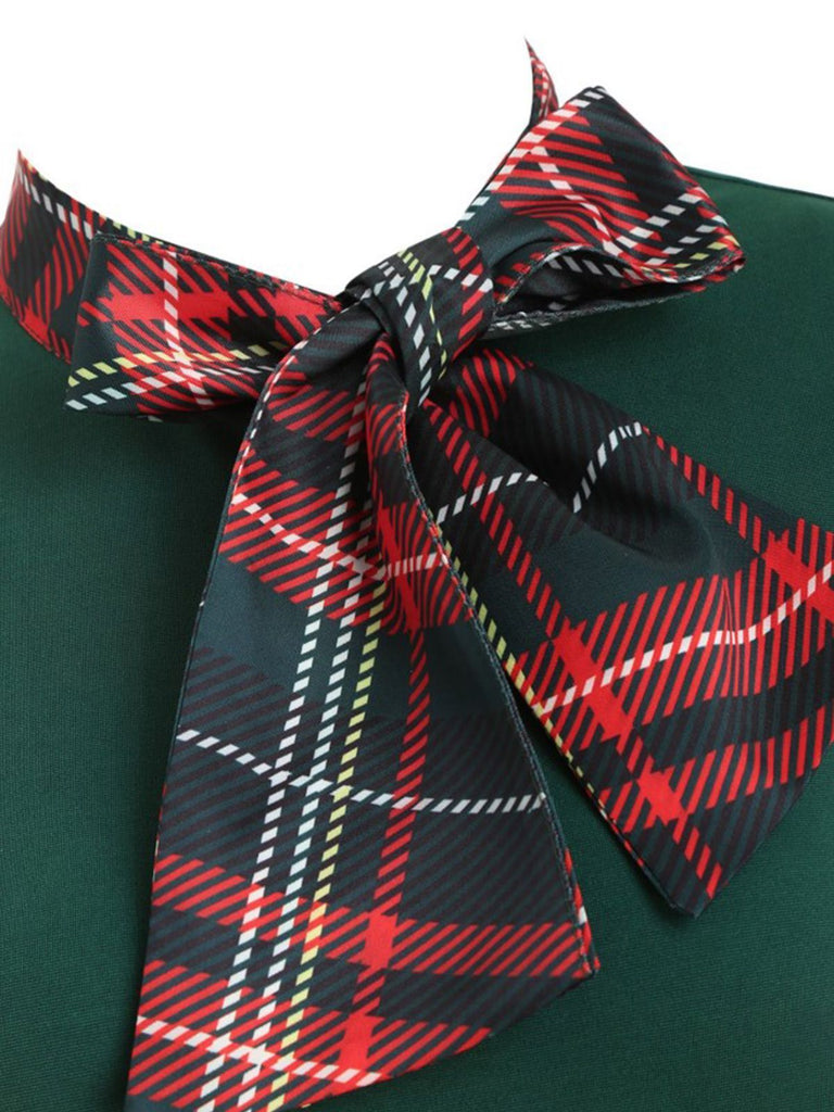 1950s Plaid Patchwork Bow Swing Dress — vintage elegance for the modern woman