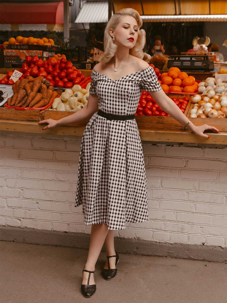 Black 1950s Plaid Swing Dress Black 1950s Plaid Swing Dress