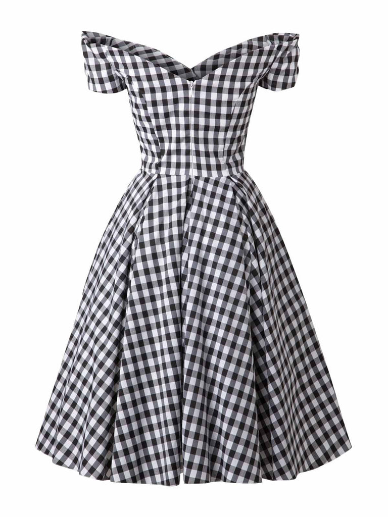 Black 1950s Plaid Swing Dress | Retro Stage Black 1950s Plaid Swing Dress | Retro Stage