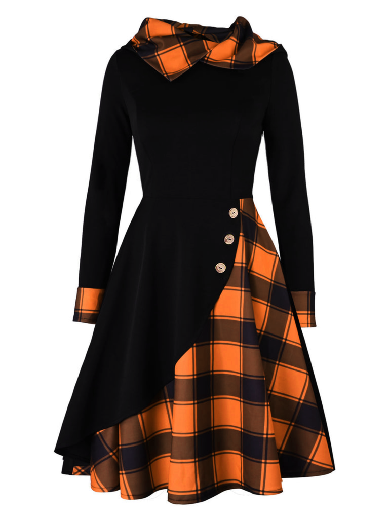 1950s Plaids Hooded Patchwork Dress: timeless style reimagined
