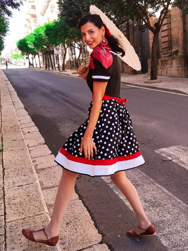 1950s Polka Dot Belted Patchwork Dress: timeless style reimagined