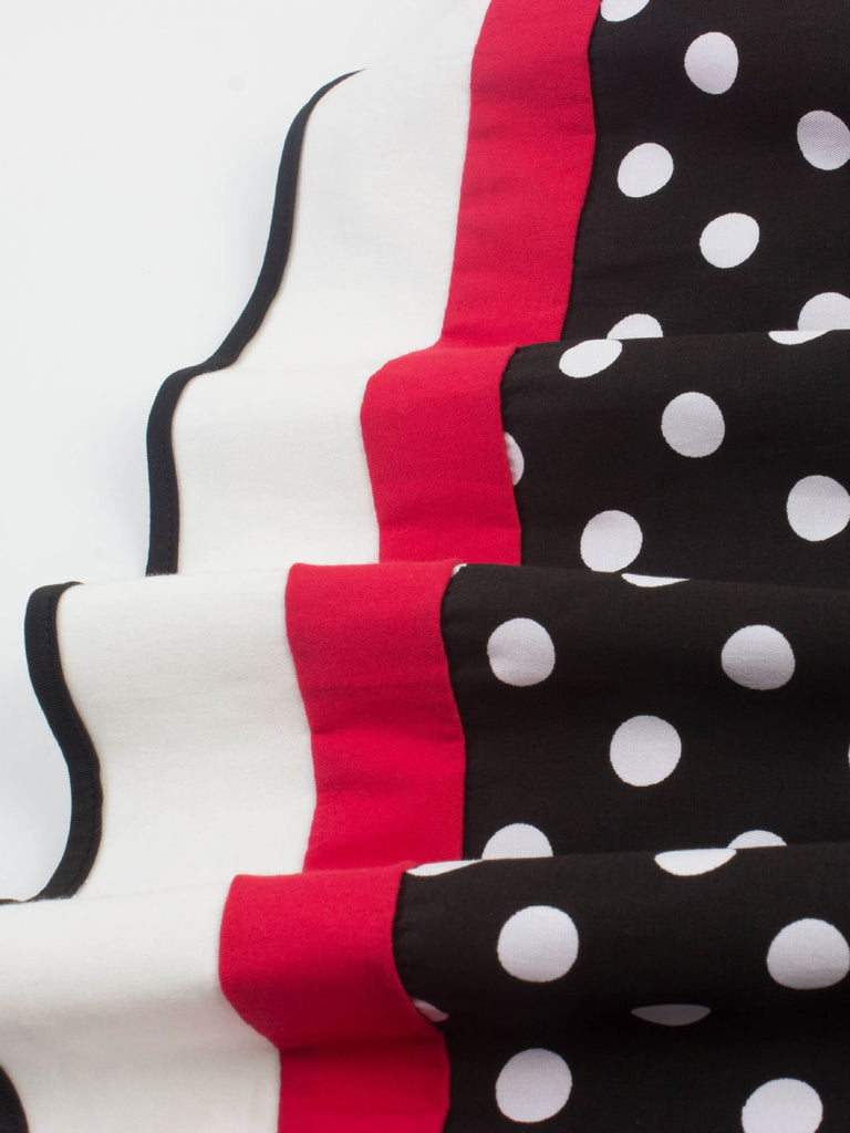 1950s Polka Dot Belted Patchwork Dress: elegant vintage style